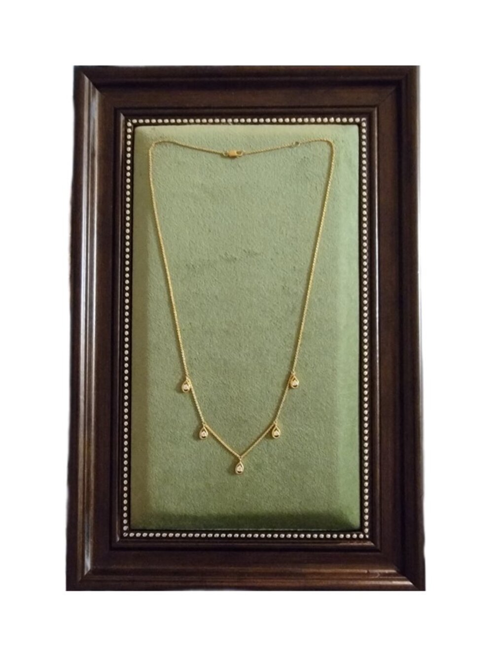 Lab Grown Diamond Teardrop Station Necklace Gold Over Silver NWT - Picture 5 of 8